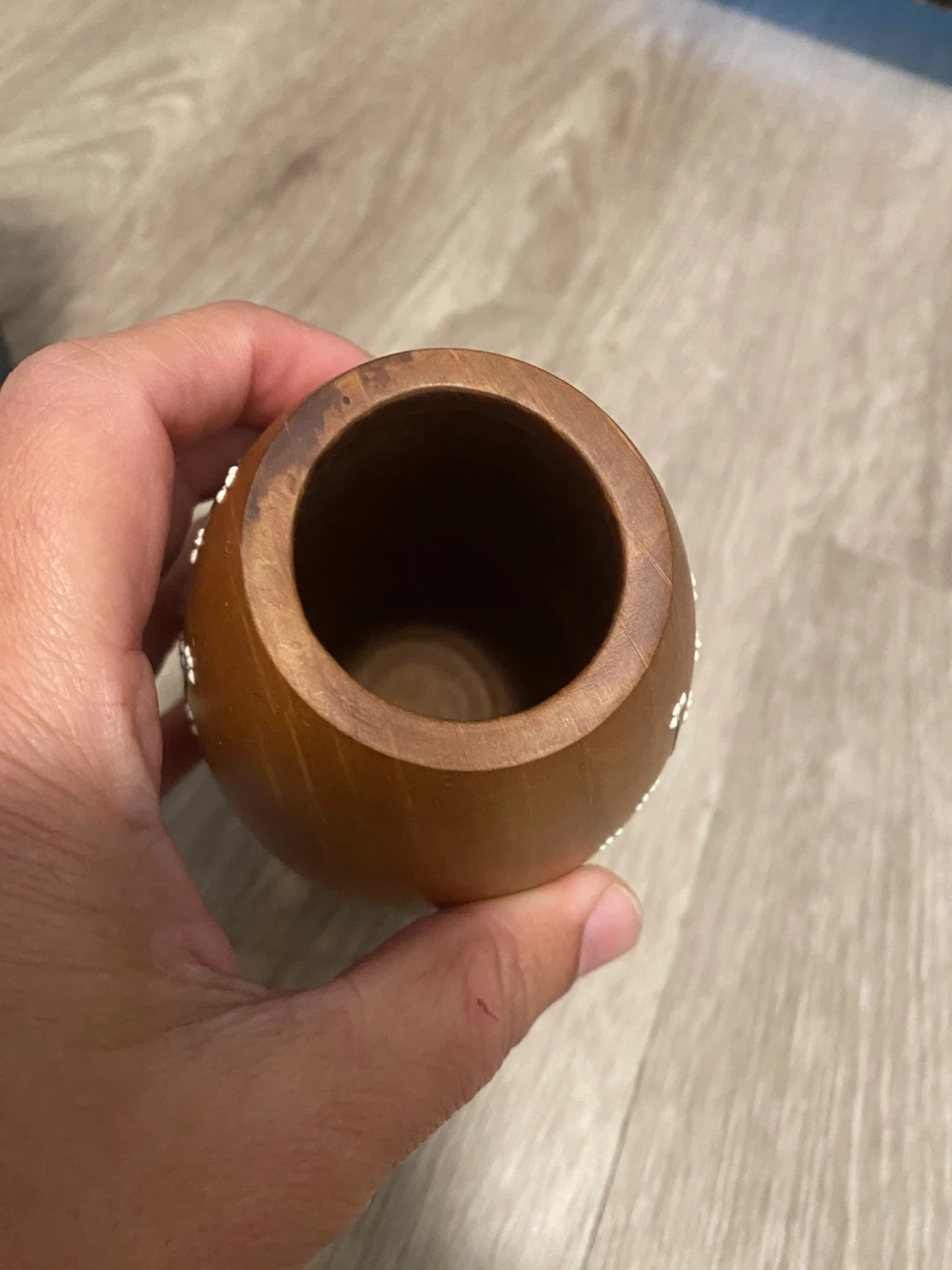 Wooden Vase with Floral Design - Small - photo 3