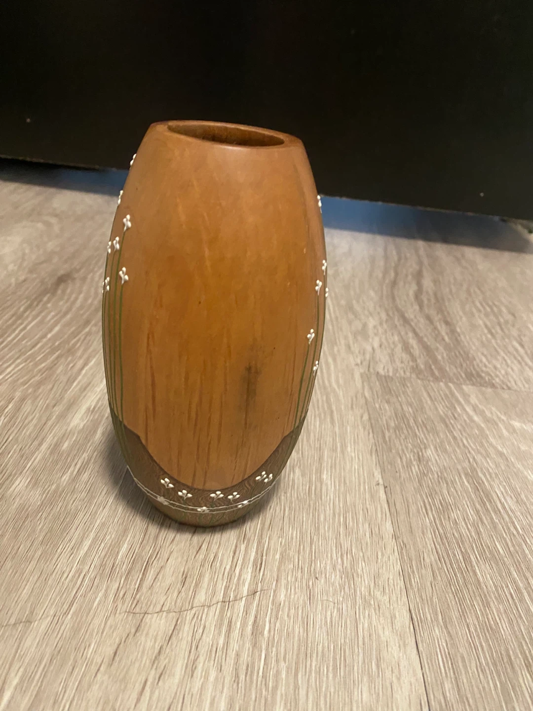 Wooden Vase with Floral Design - Small - photo 2
