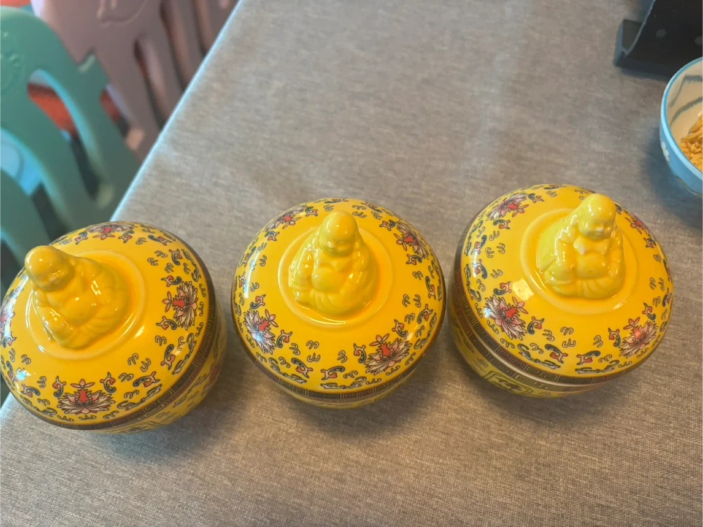 Yellow Buddha Design Bowls (Set of 3) image indicator(2)