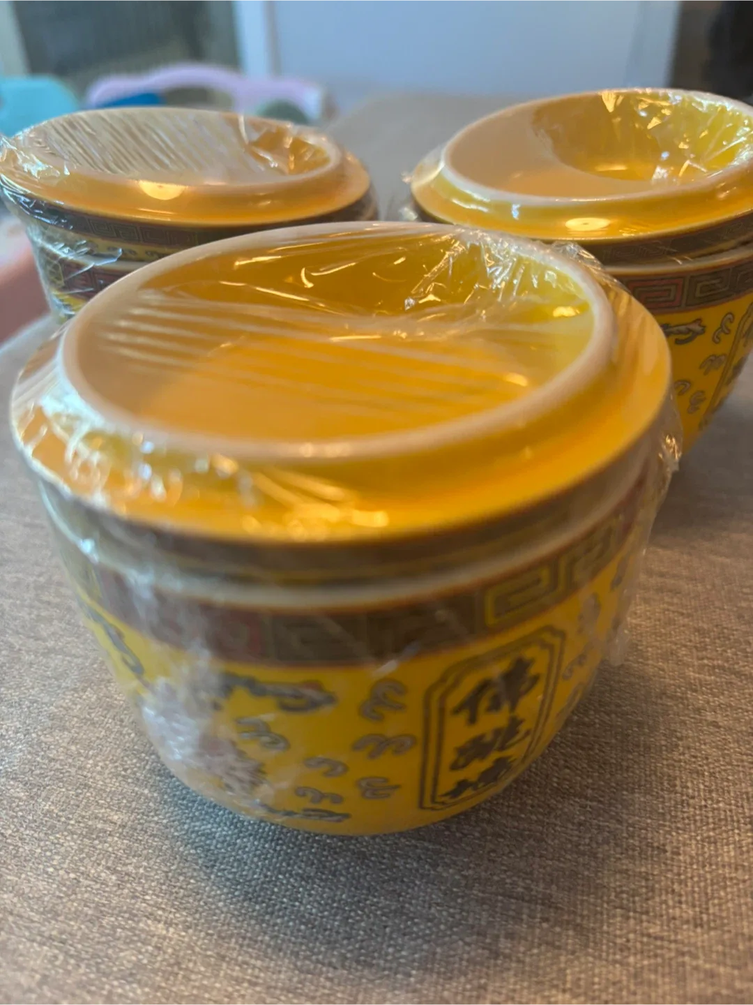 Yellow Buddha Design Bowls (Set of 3) image indicator(3)