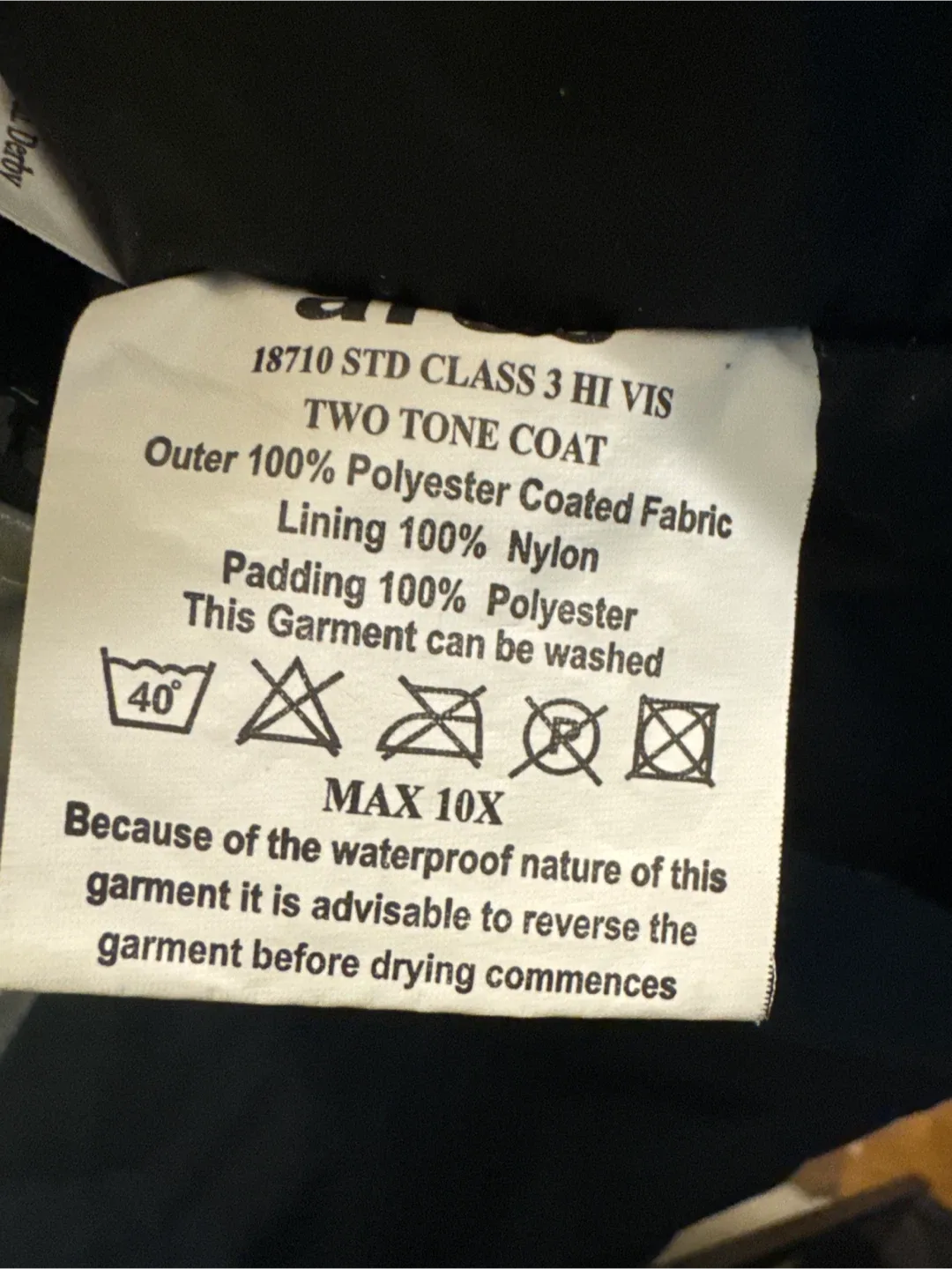 Arco Hazard Protection Two Tone Coat - Size Large image indicator(6)