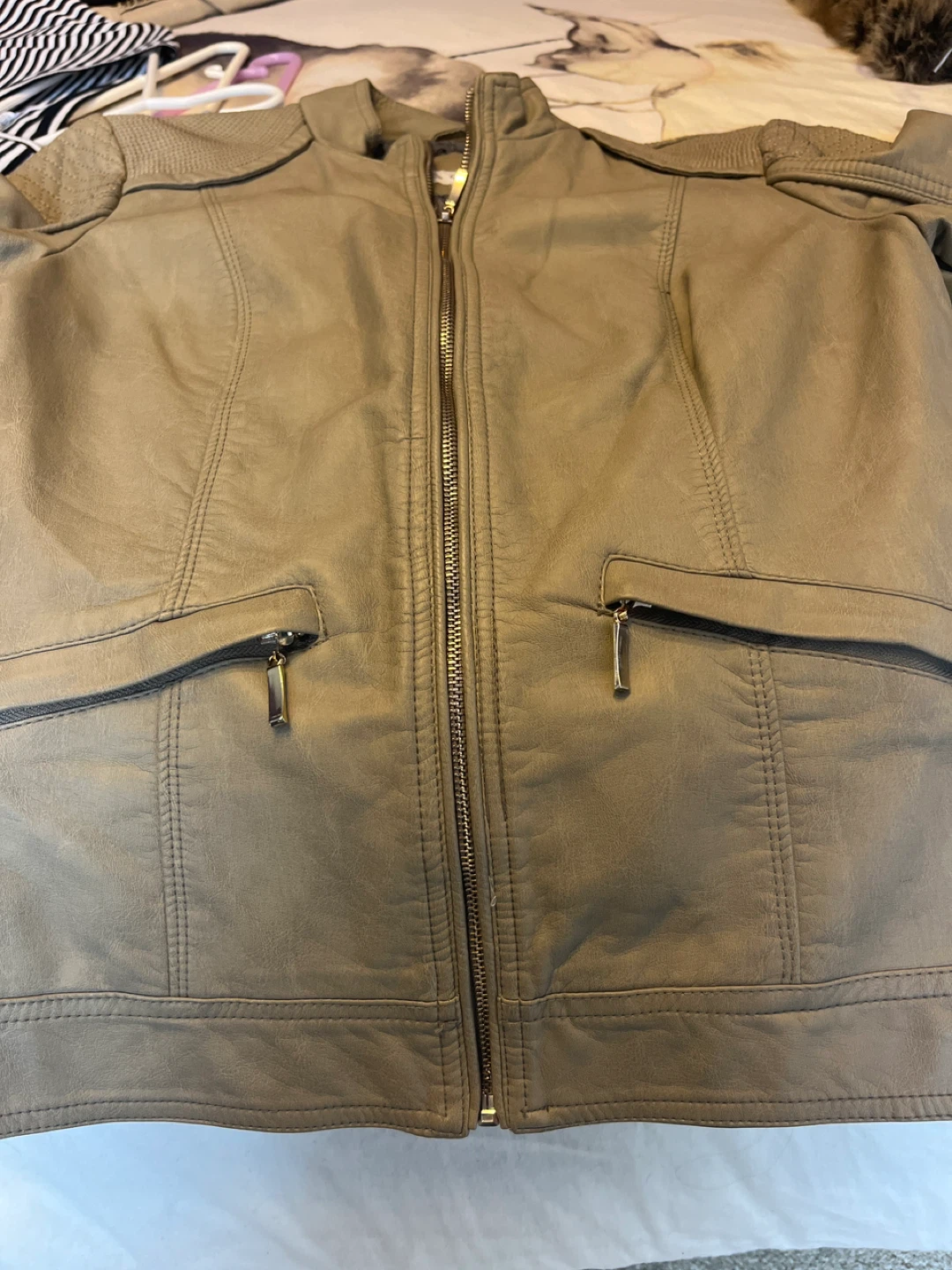 Cleo XS Faux Leather Jacket - Beige - photo 4