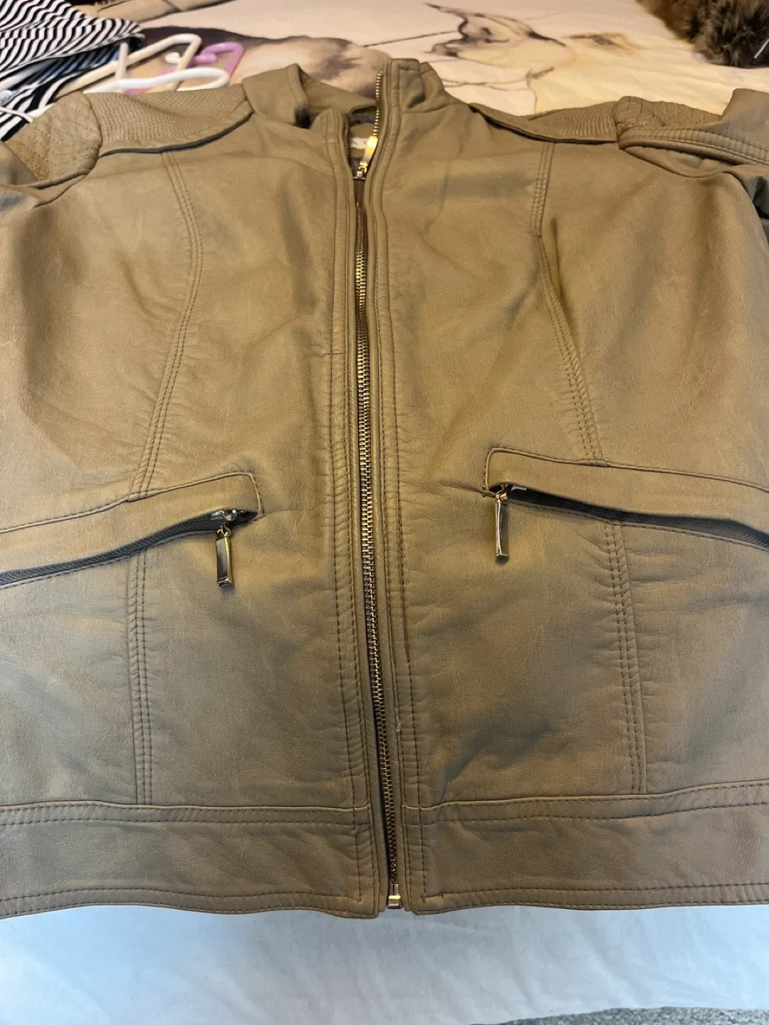 Cleo XS Faux Leather Jacket - Beige image indicator(4)