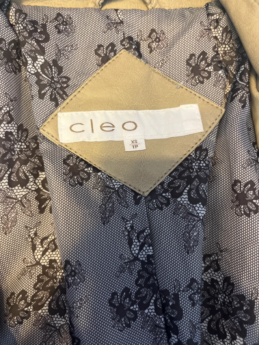 Cleo XS Faux Leather Jacket - Beige - photo 3