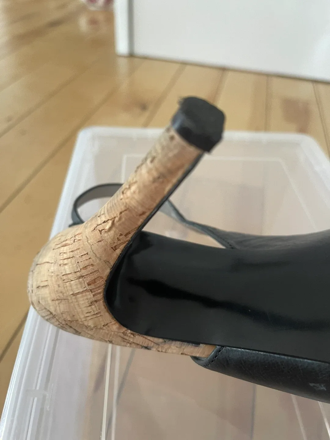 Guess Black Leather Slingback Heels, Size 9 image indicator(3)