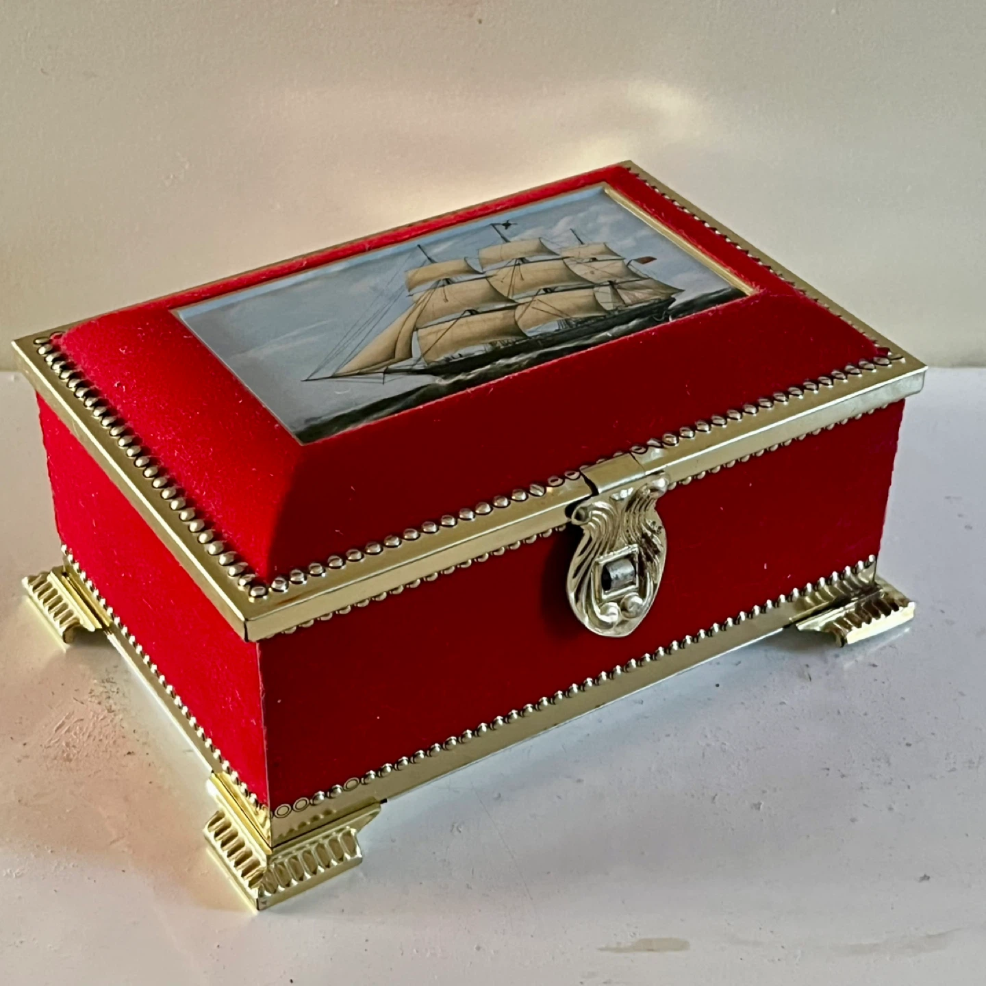 Blue Bird Confectionery Tall Ship Treasure Chest Tin
