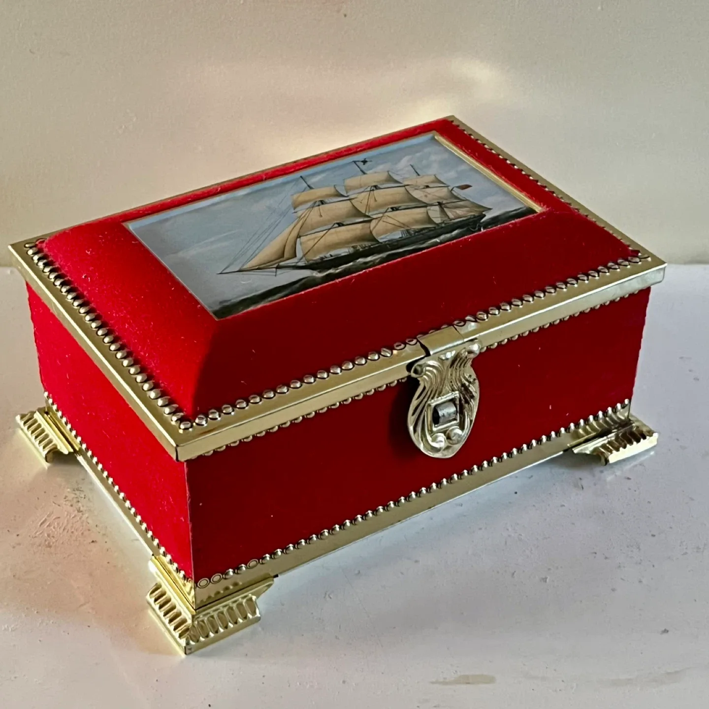 Blue Bird Confectionery Tall Ship Treasure Chest Tin thumbnail