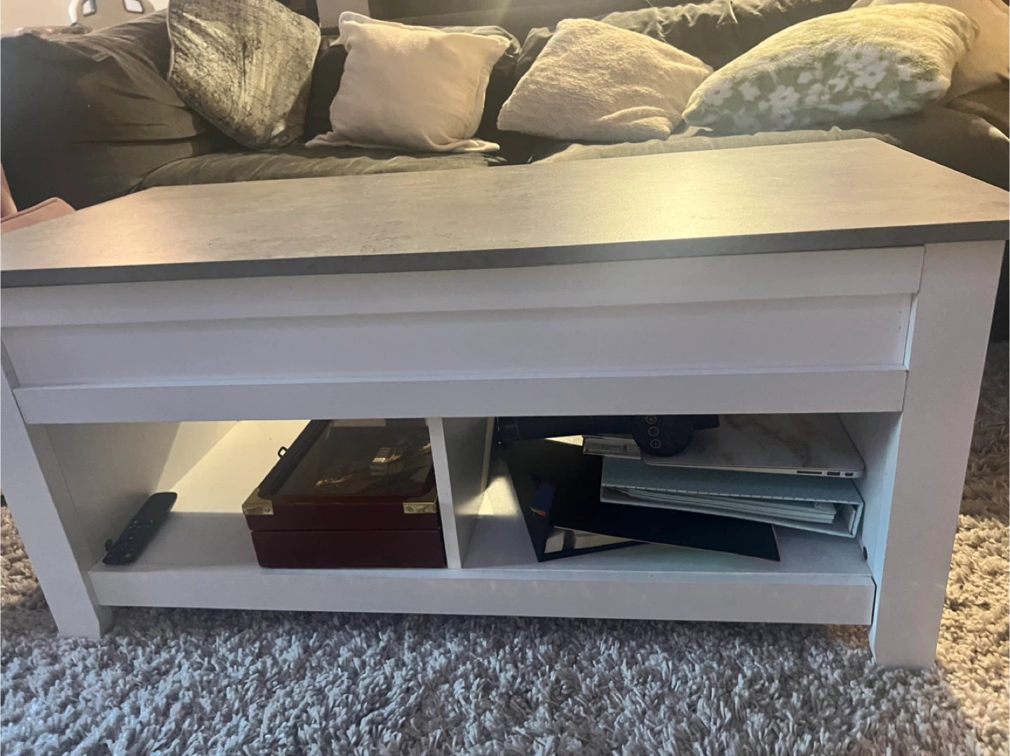 Grey & White Lift Top Coffee Table - photo 2