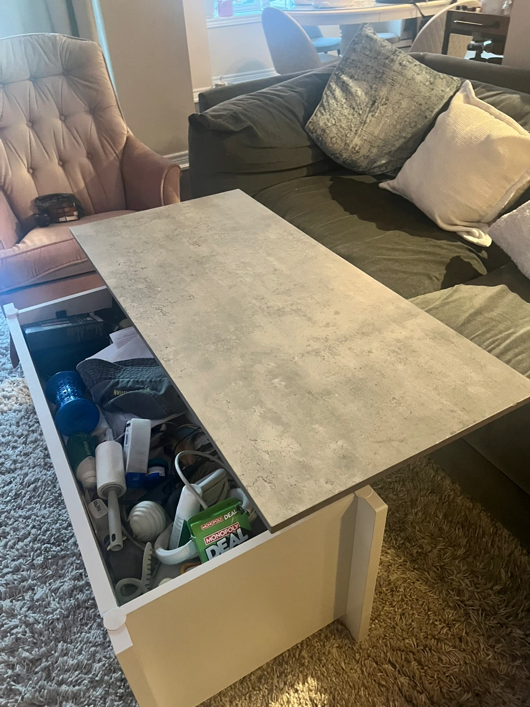 Grey & White Lift Top Coffee Table - photo 3