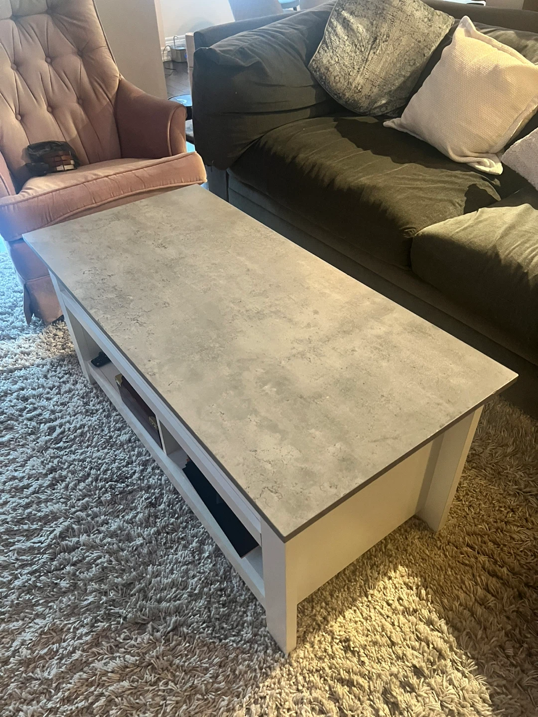 Grey & White Lift Top Coffee Table