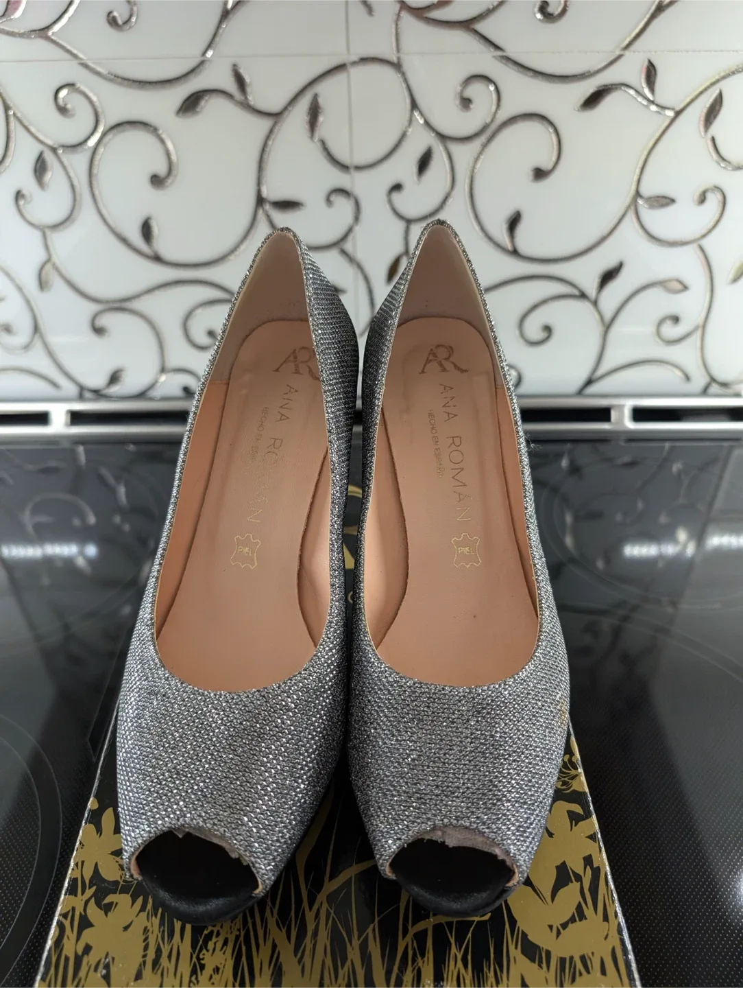 Ana Roman Sparkle Open Toe Heels - Size 8 image indicator(3)