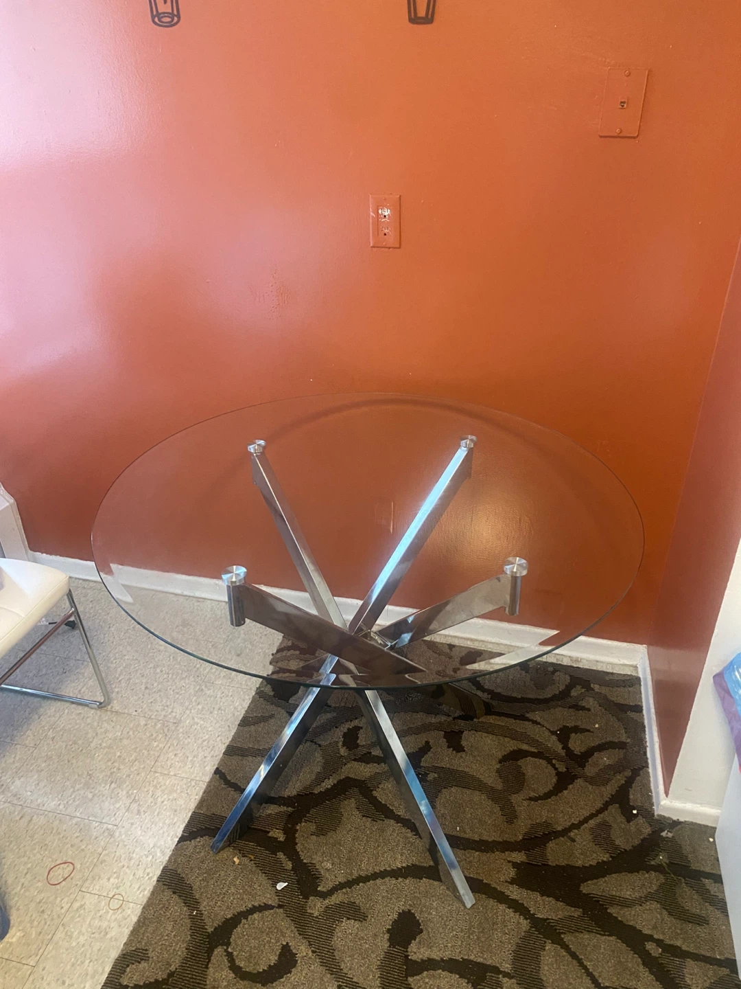 Glass Top Dining Table with Chrome Base - photo 2