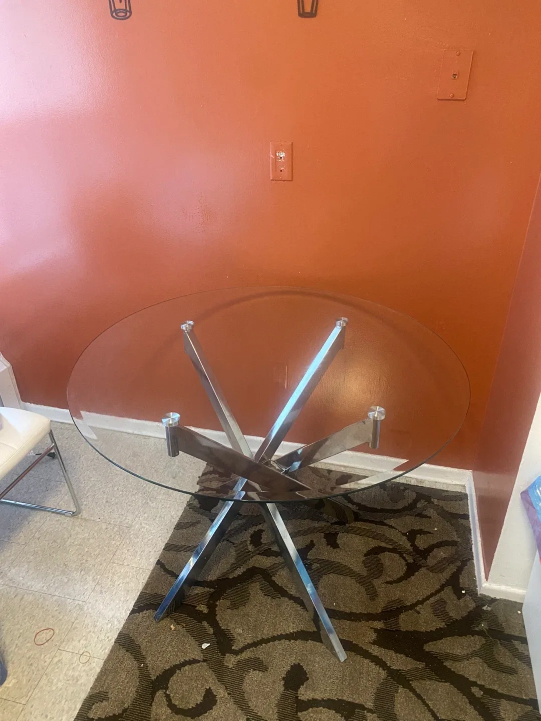 Glass Top Dining Table with Chrome Base image indicator(2)