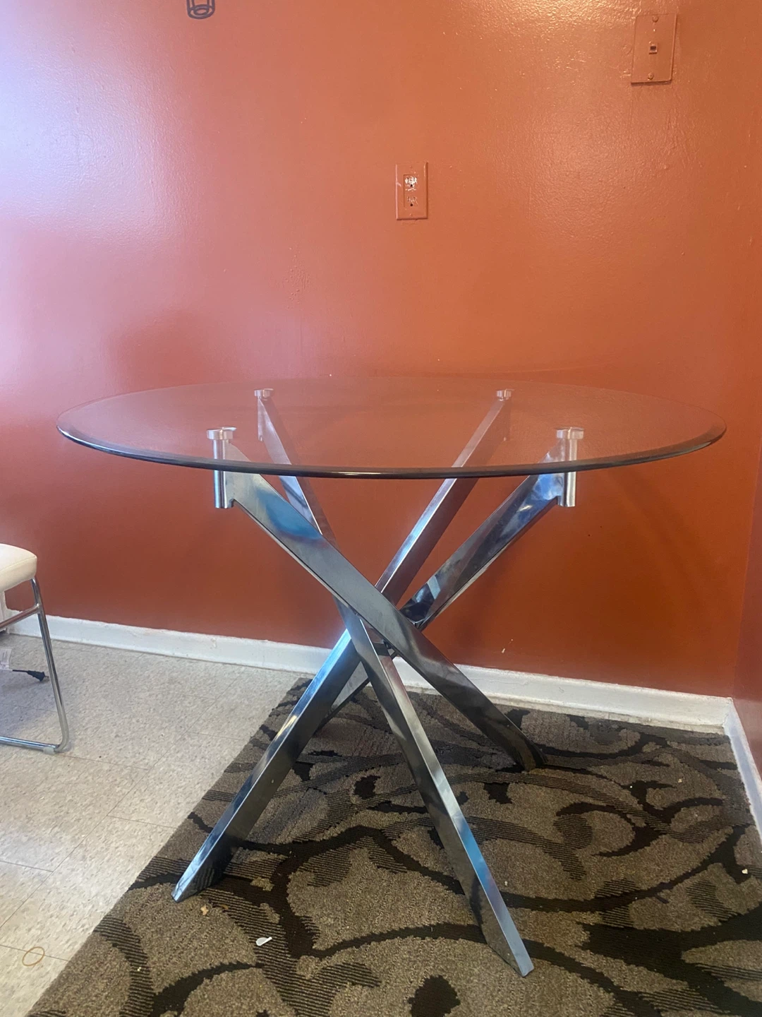 Glass Top Dining Table with Chrome Base