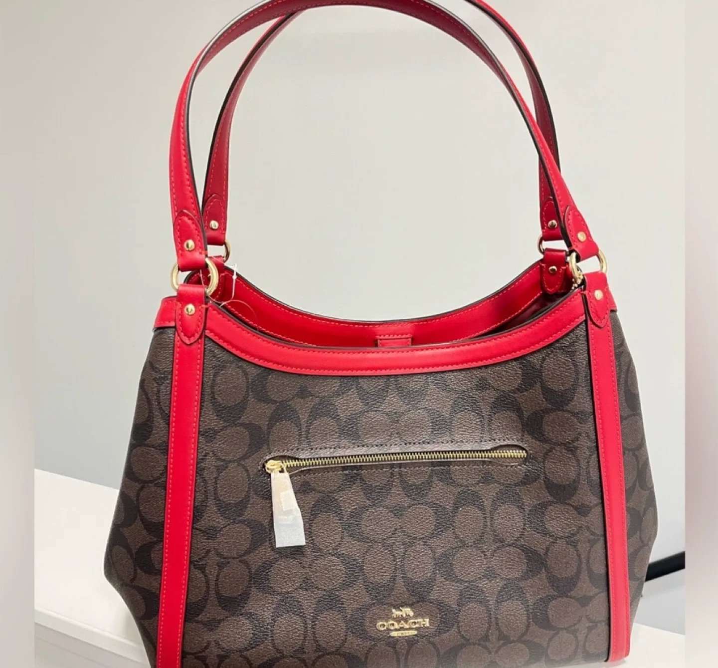 Coach Signature Shoulder Bag - Brown & Red thumbnail