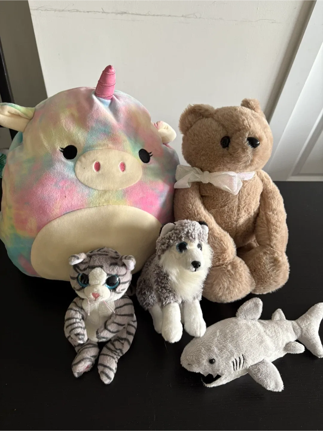 Assorted Plush Toys - Bear, Unicorn, Cat, Shark, Dog