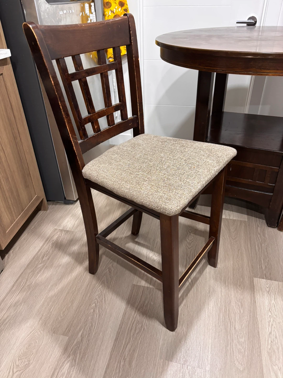 Dark Brown Round Dining Table with 4 Chairs - photo 4