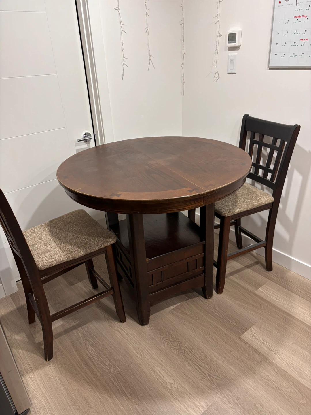 Dark Brown Round Dining Table with 4 Chairs - photo 2