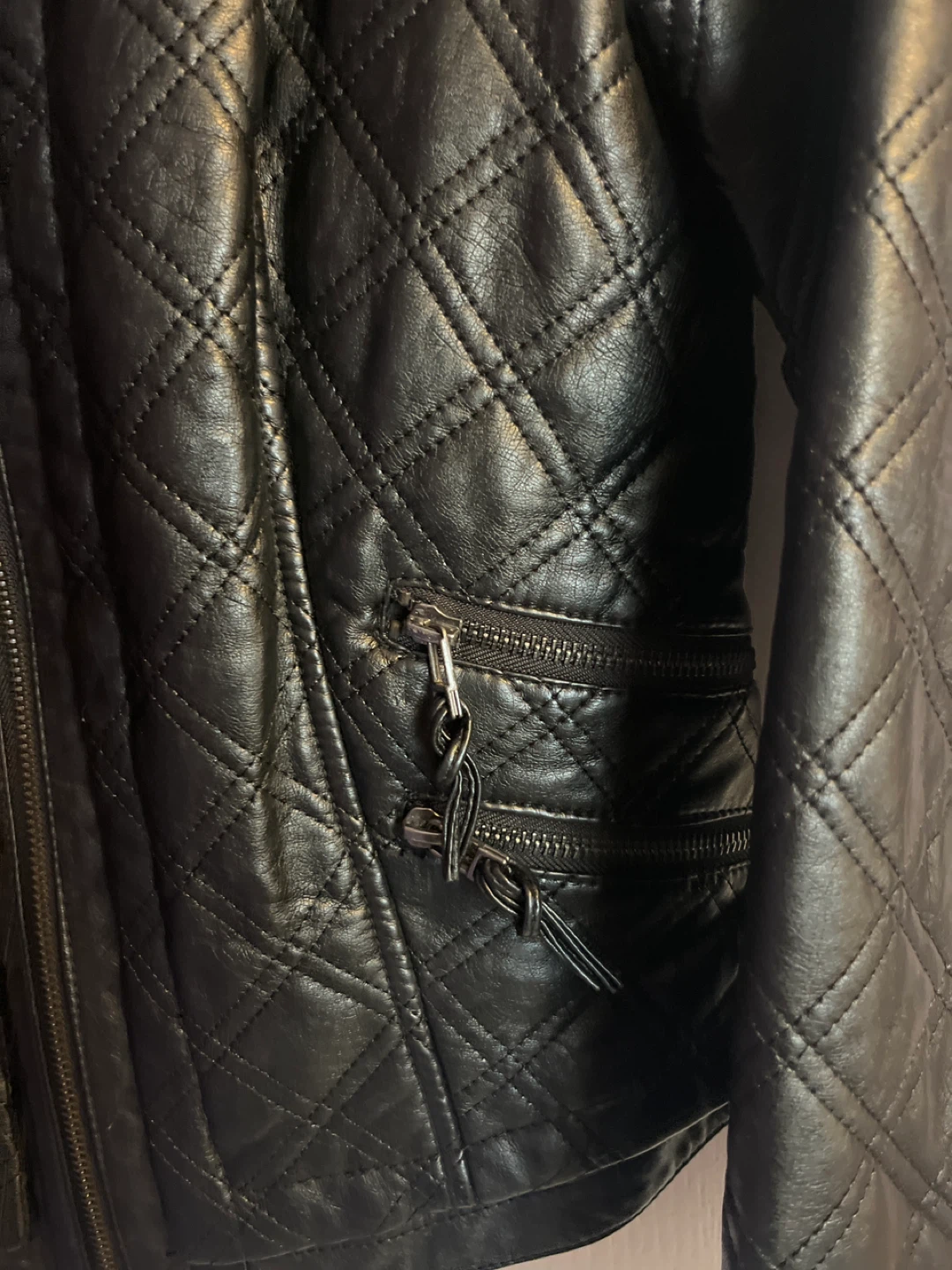 Cleo Black Quilted Leather Jacket XS - photo 3