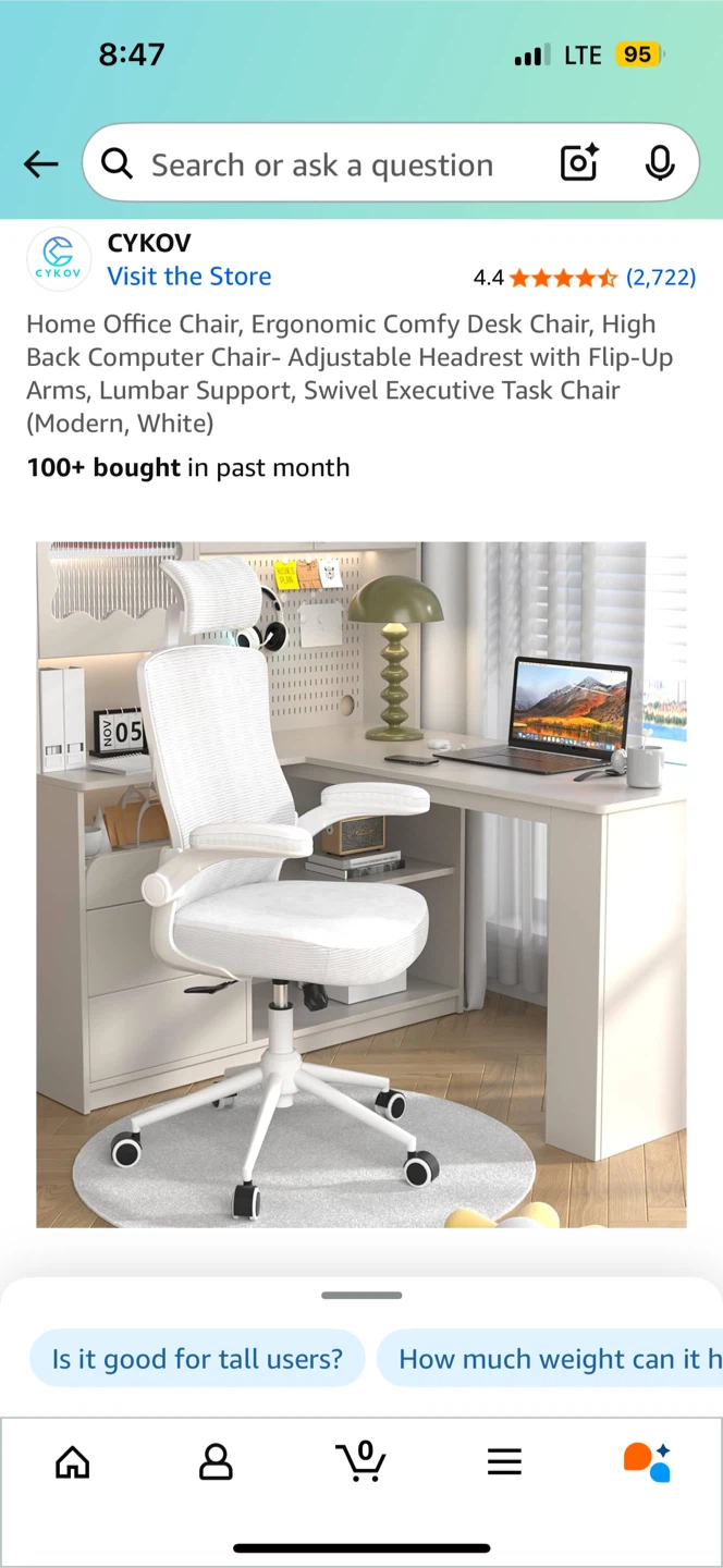 Ergonomic Comfy Desk Chair - White