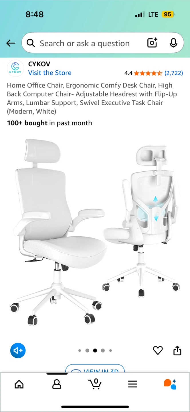 Ergonomic Comfy Desk Chair - White - photo 2