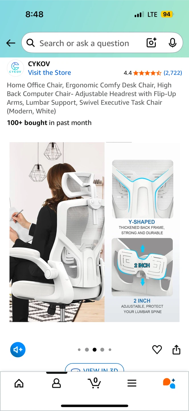 Ergonomic Comfy Desk Chair - White - photo 5