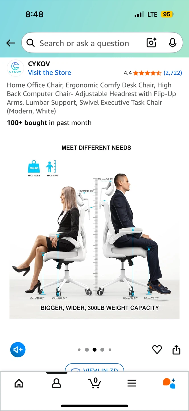 Ergonomic Comfy Desk Chair - White - photo 3