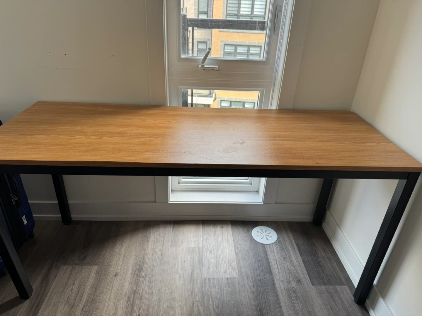 Wood and Black Metal Desk
