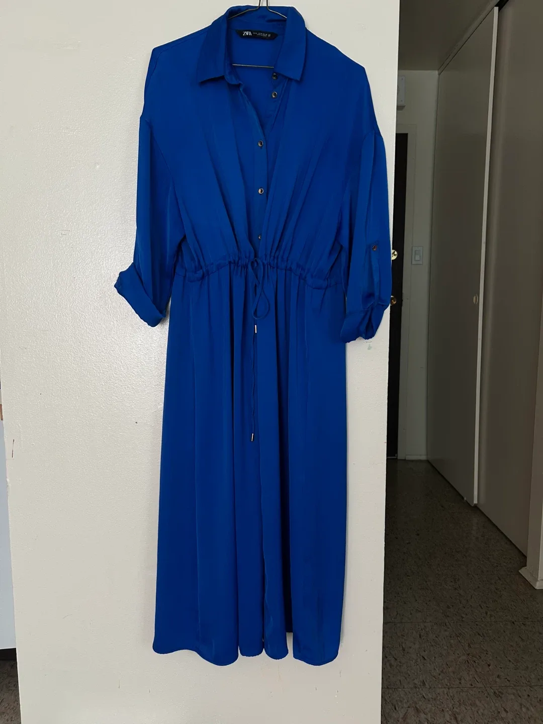 Satin belted midi dress- size M thumbnail