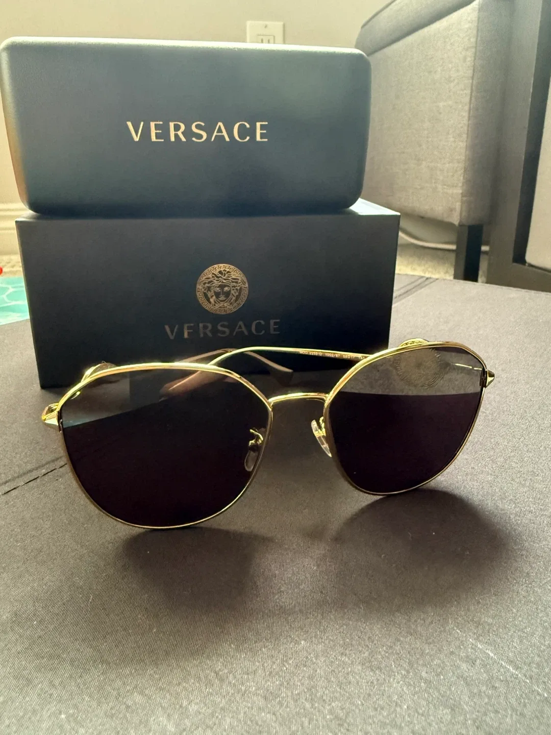 Versace Gold Sunglasses with Case