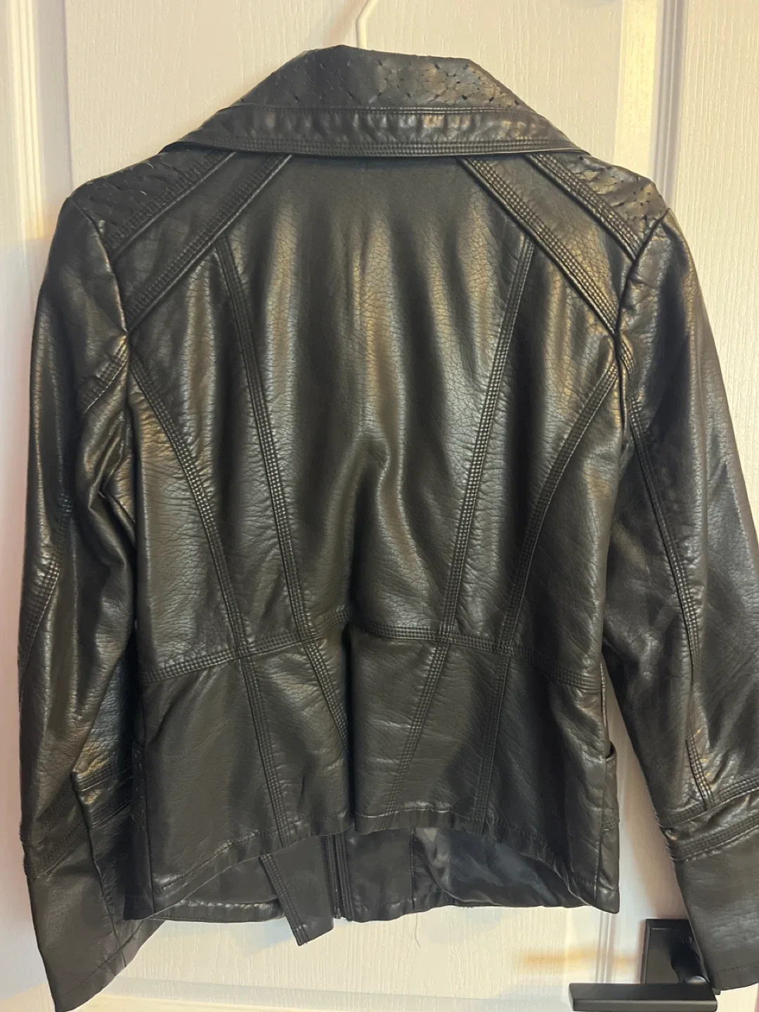 Jessica Simpson Black Faux Leather Jacket - Size S image indicator(2)