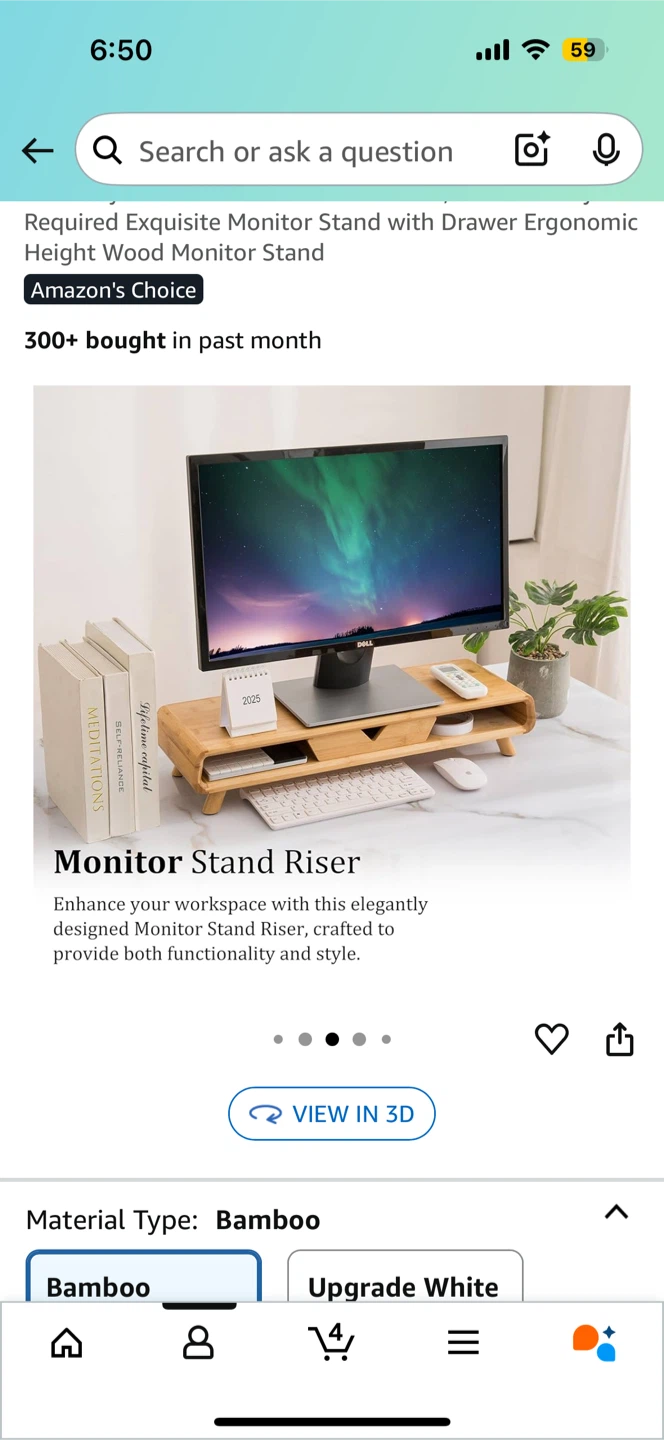 Bamboo Monitor Stand with Drawer - photo 2