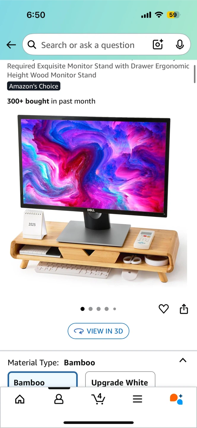 Bamboo Monitor Stand with Drawer