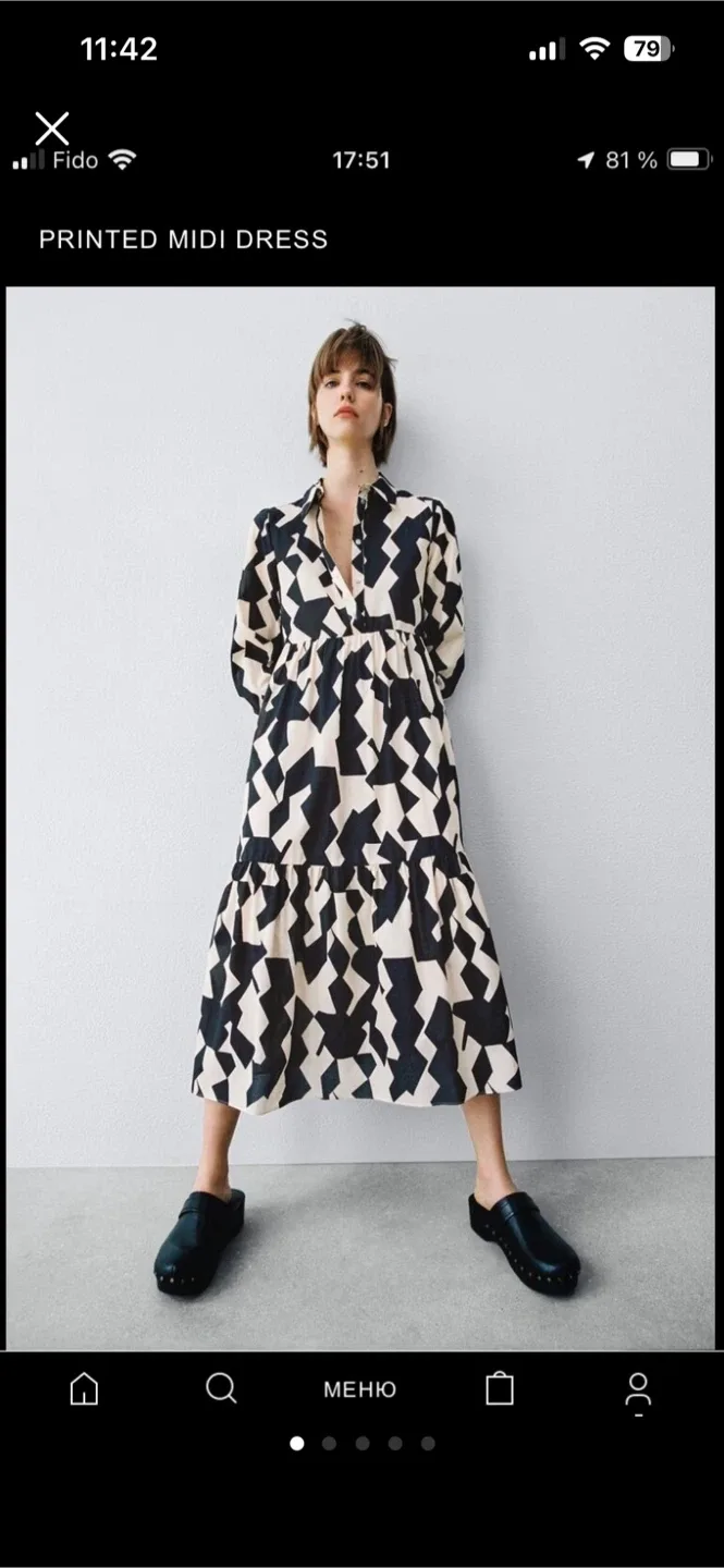 Zara Printed Midi Dress - Size M thumbnail