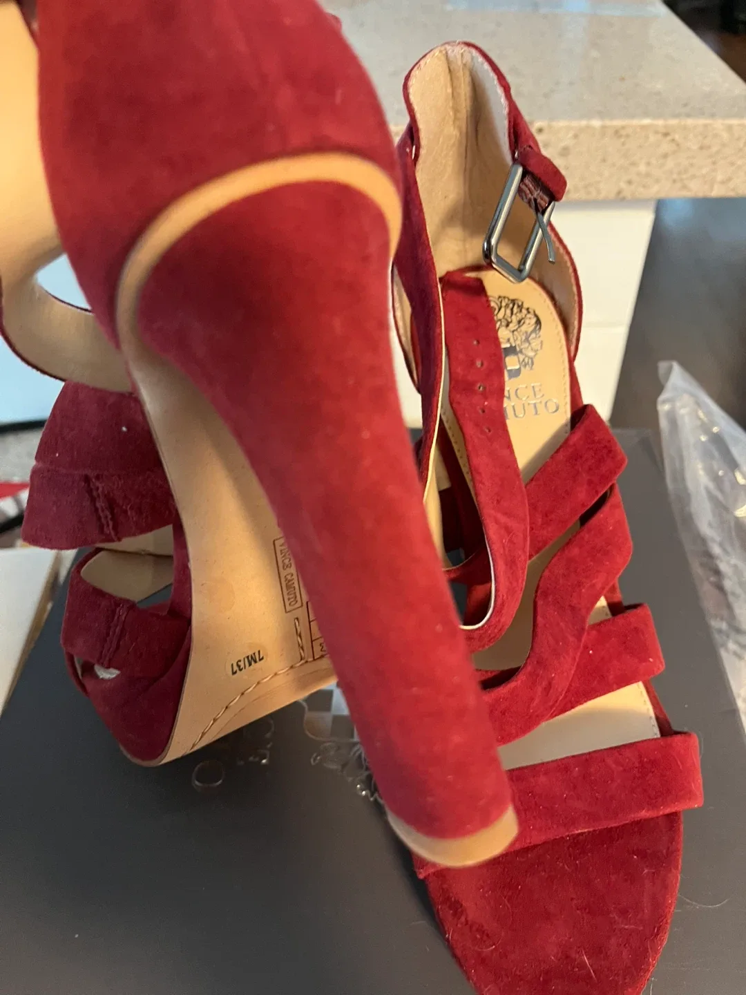 Vince Camuto Red Suede Heels - Size 7 image indicator(3)