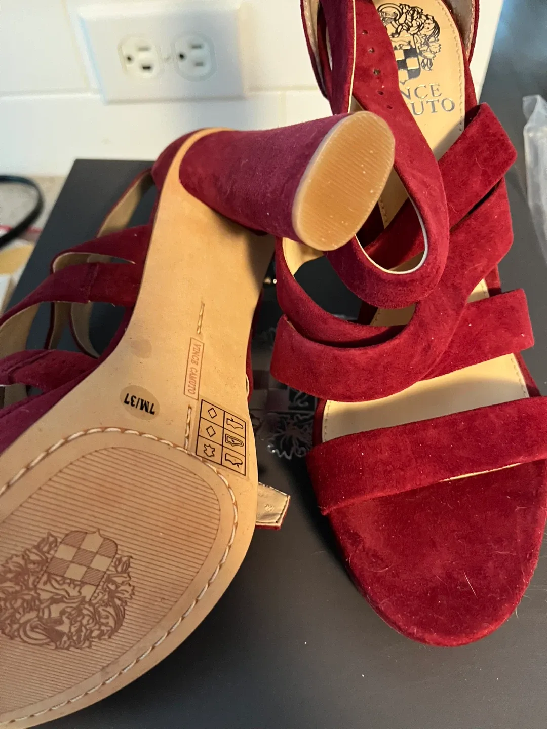 Vince Camuto Red Suede Heels - Size 7 image indicator(2)