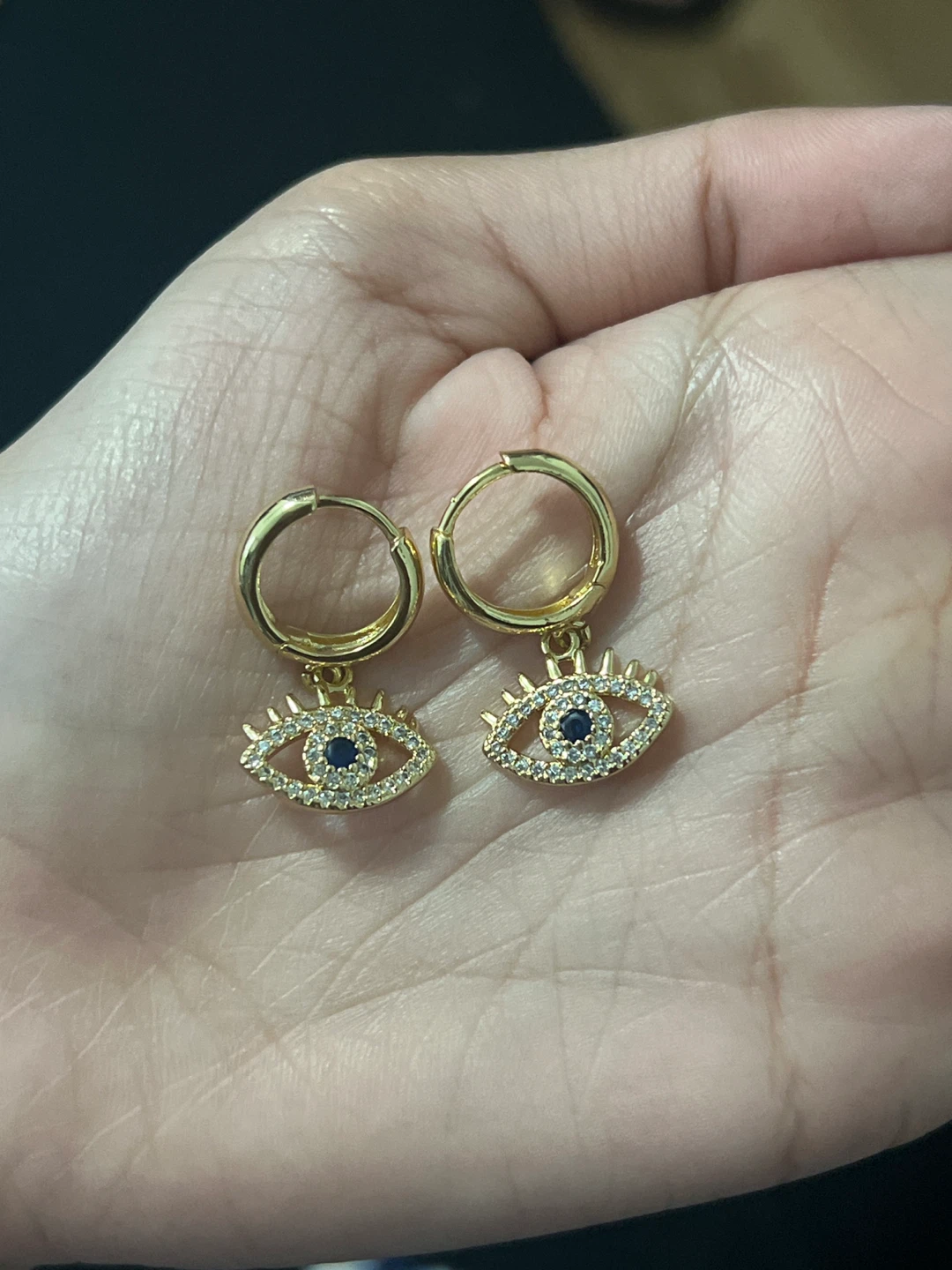 Evil Eye Dangle Earrings - Gold Tone - photo 2