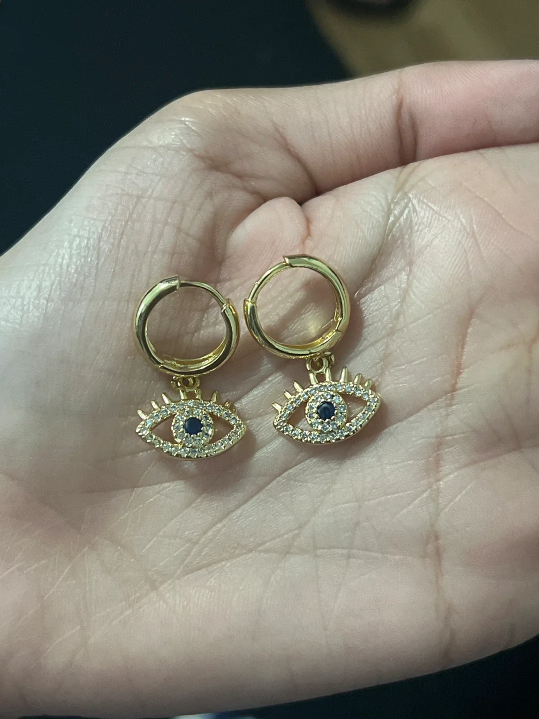 Evil Eye Dangle Earrings - Gold Tone image indicator(2)