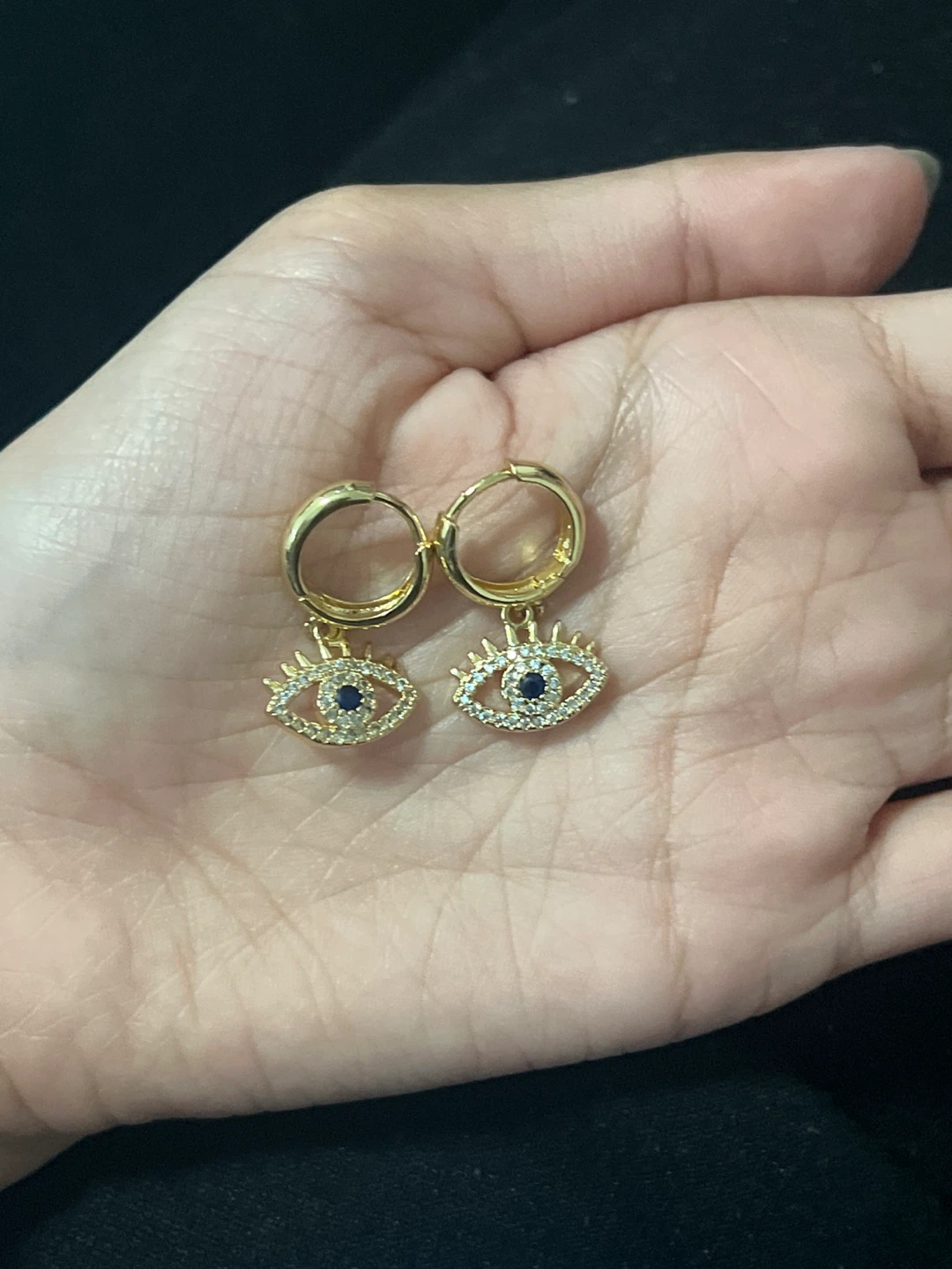 Evil Eye Dangle Earrings - Gold Tone - photo 3
