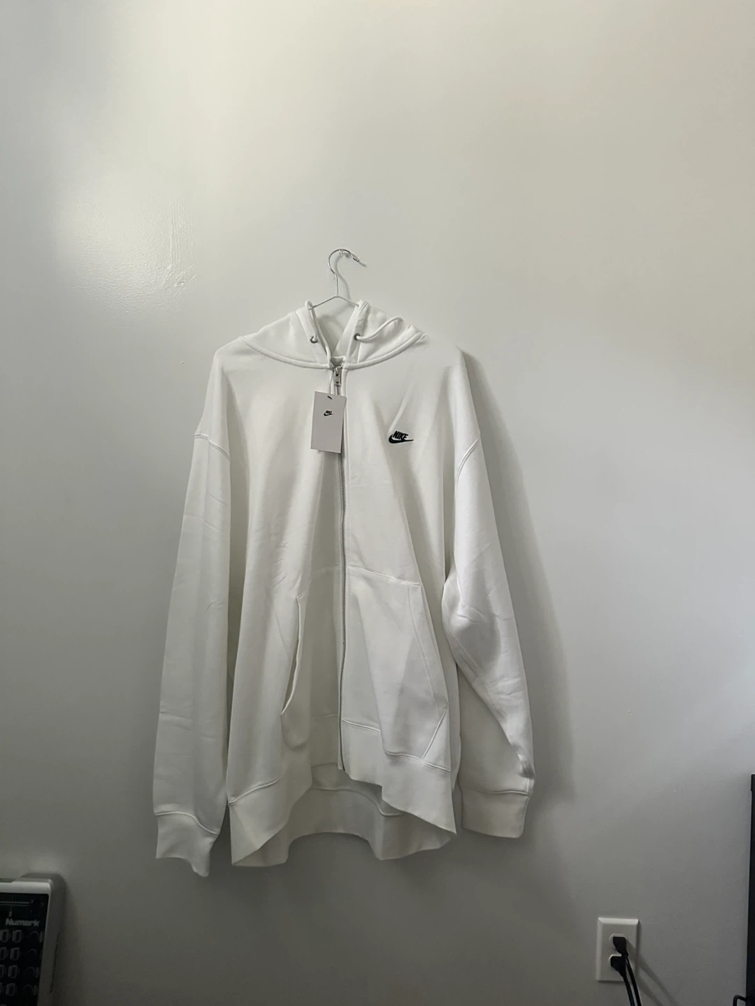 Nike White Full Zip Hoodie - Size XXXL