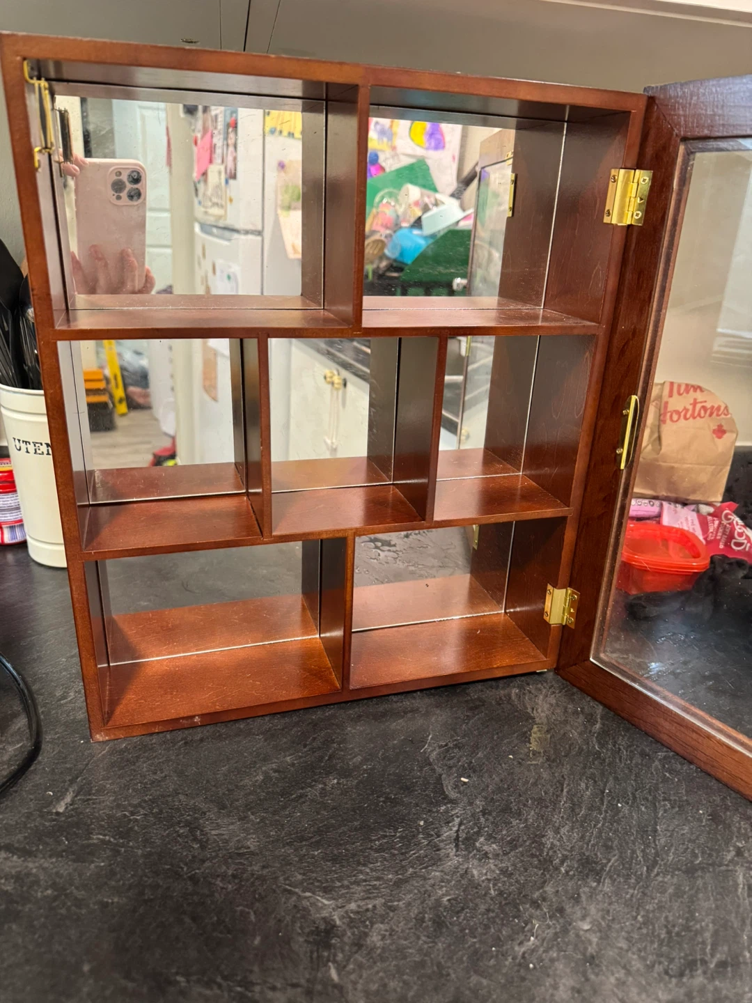 Wooden Mirrored Wall Shelf - photo 2
