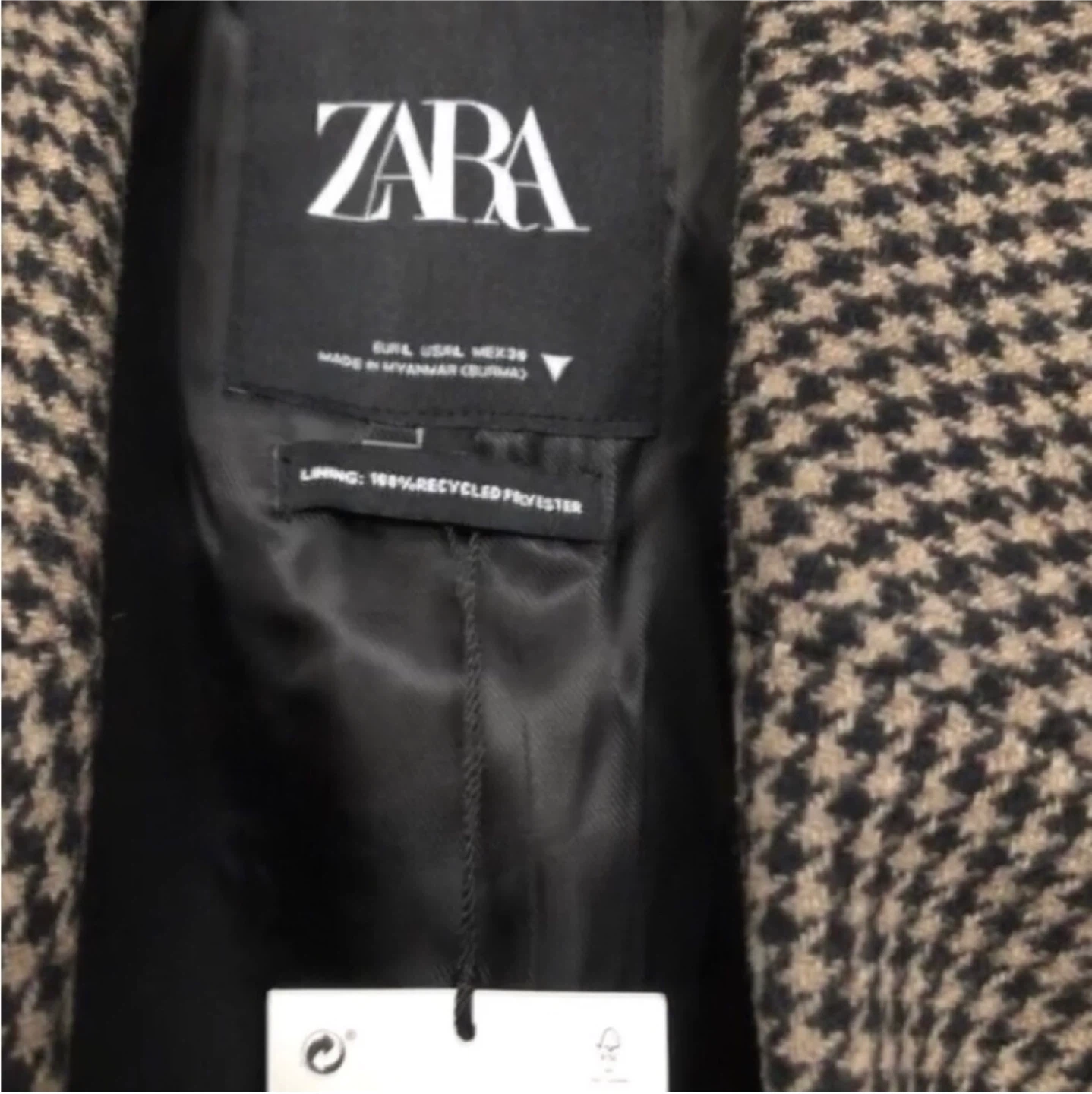 Zara Houndstooth Long Coat - photo 5