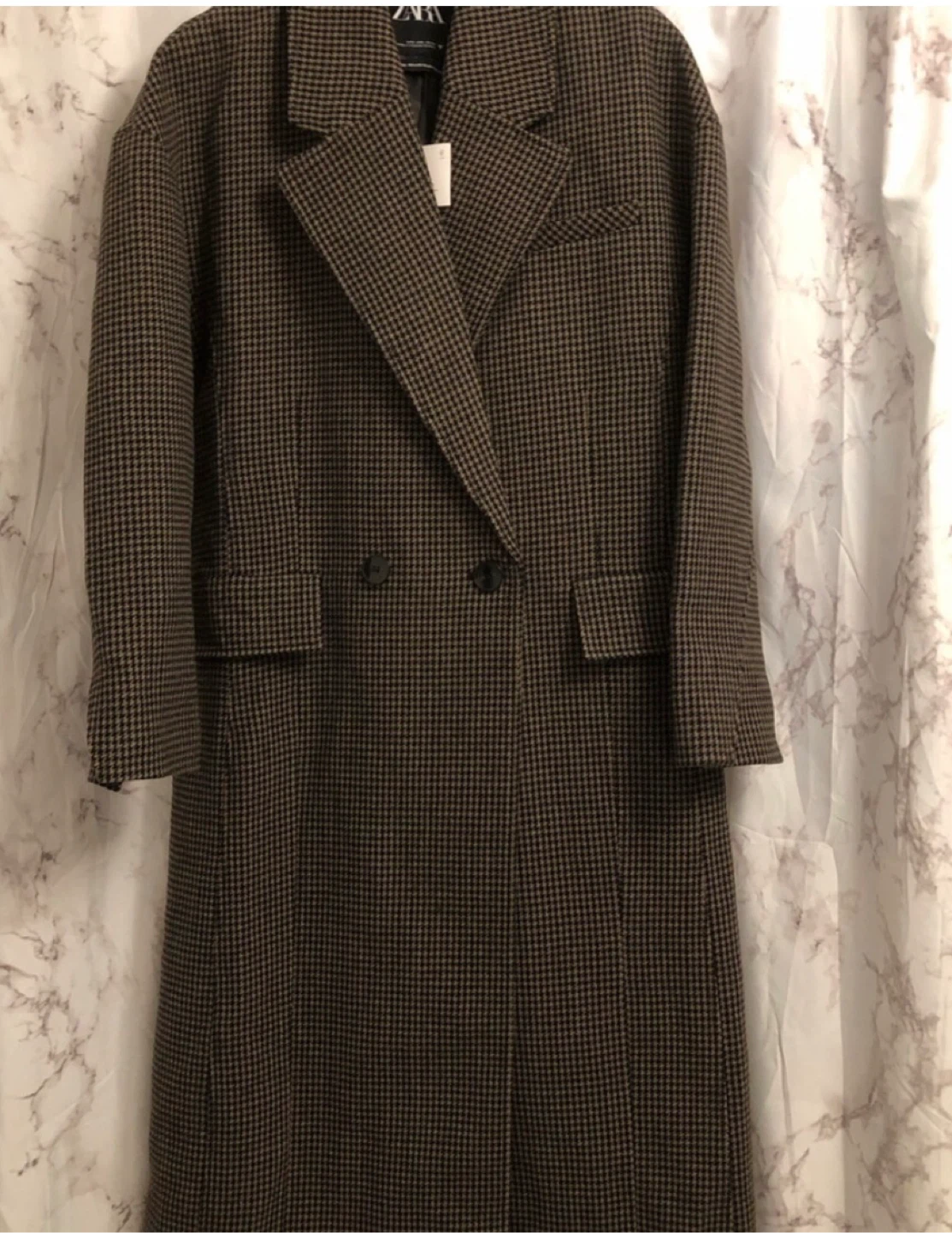 Zara Houndstooth Long Coat - photo 4