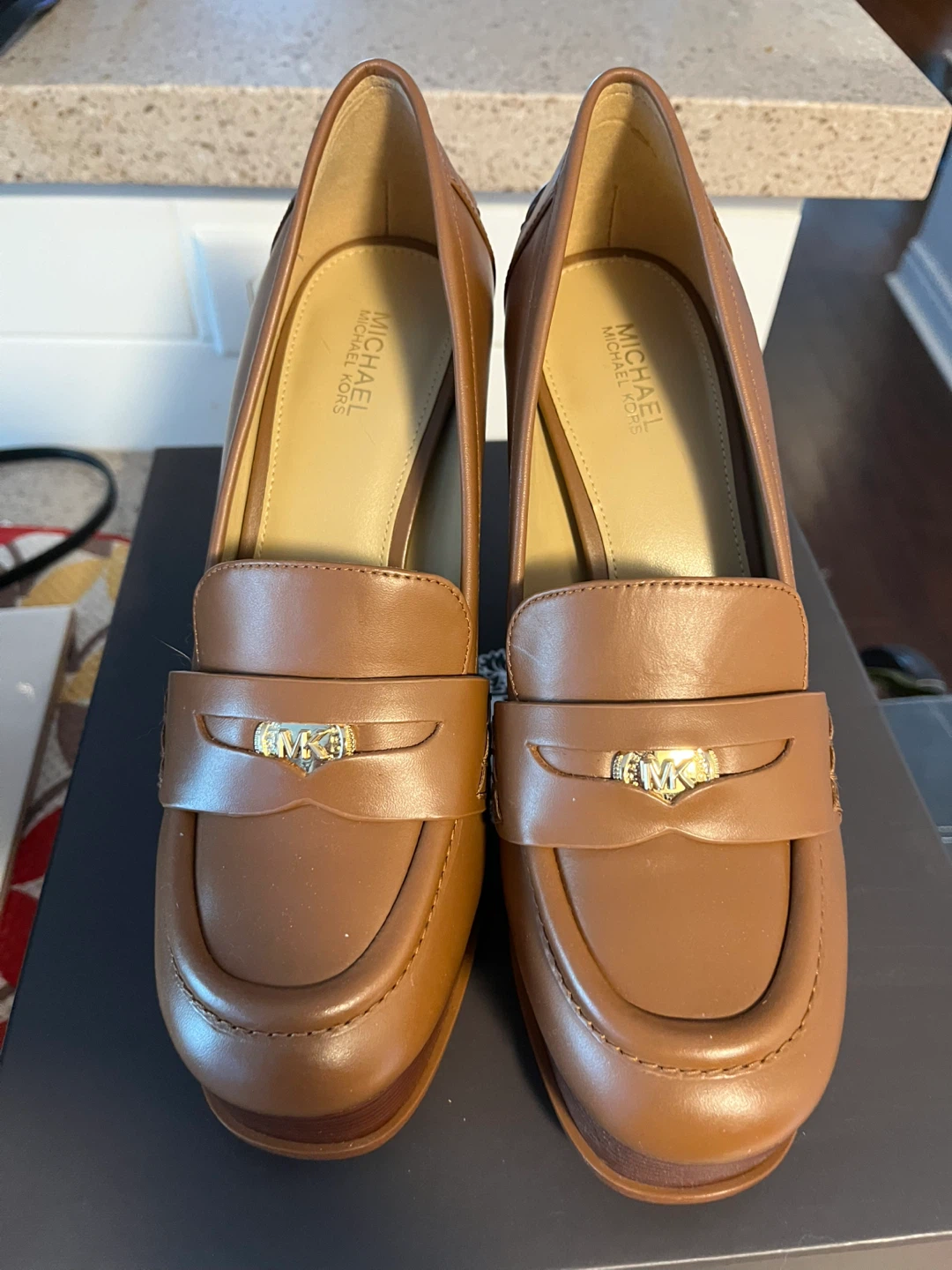 Michael Michael Kors Leather Platform Loafers, Size 7