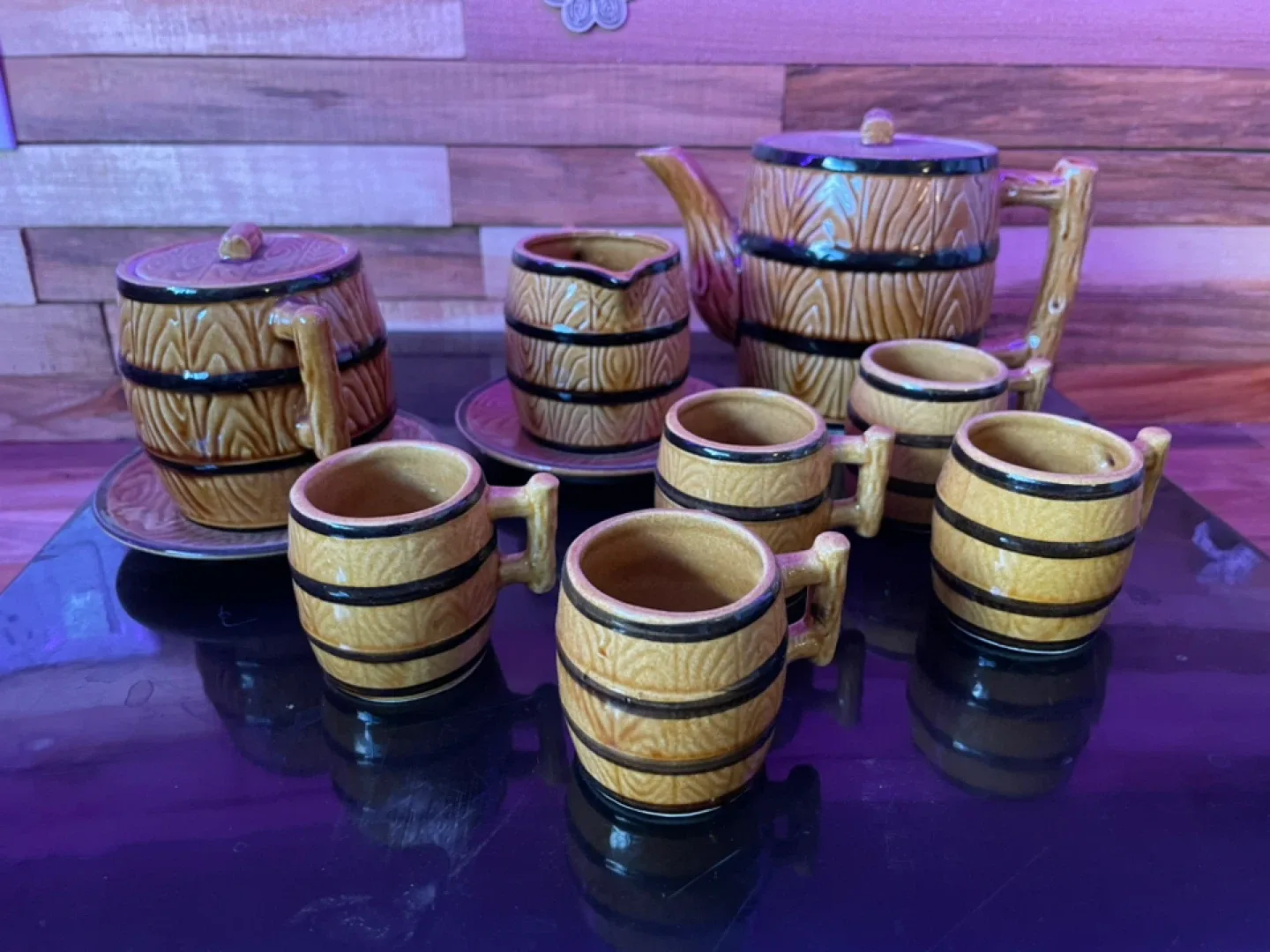 Vintage Barrel Style Teapot Set