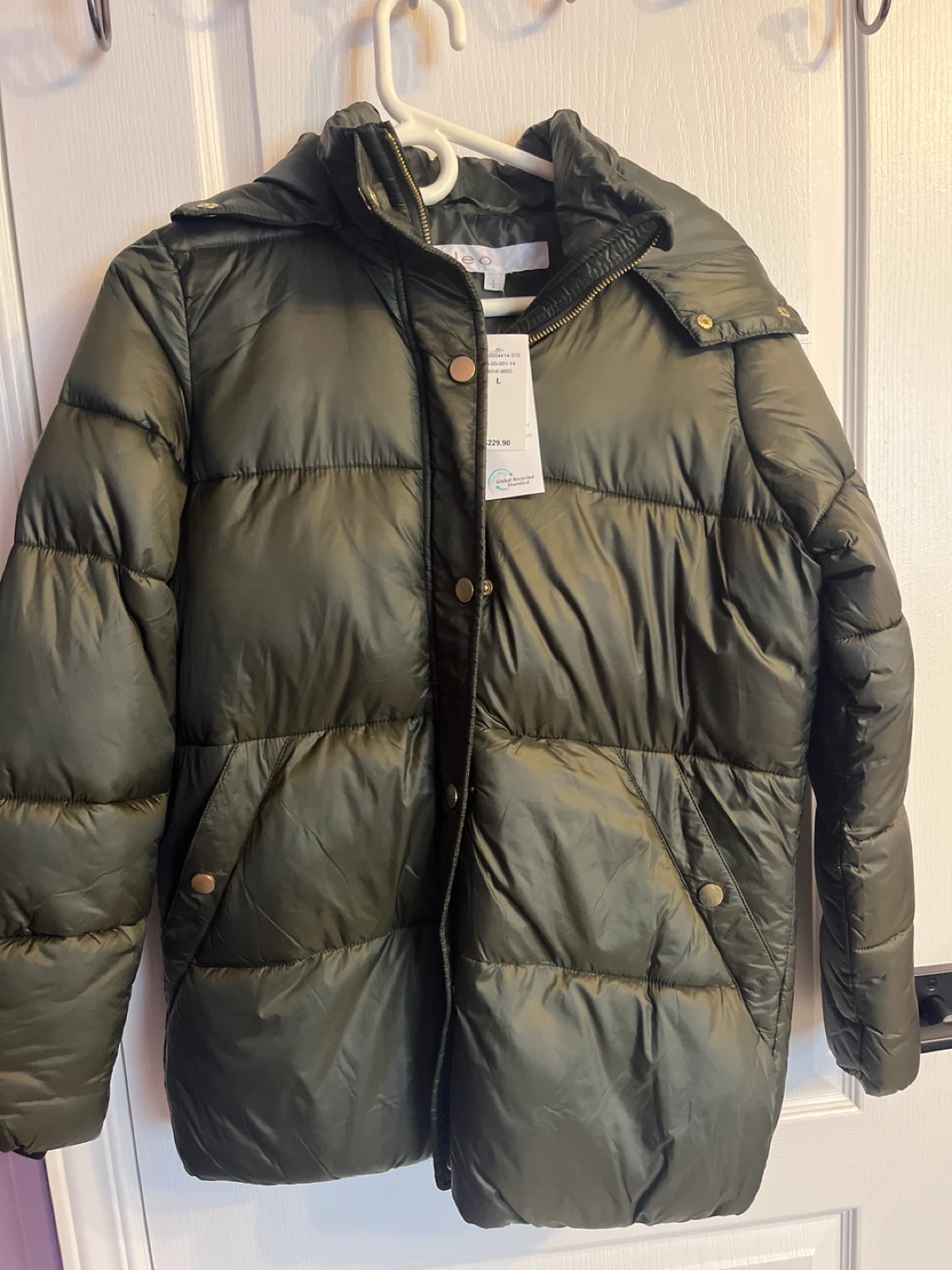 Cleo Olive Green Puffer Jacket - Size L