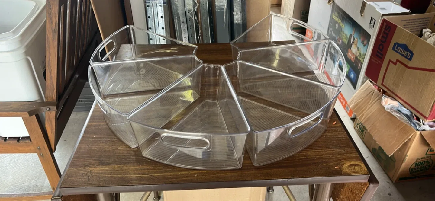 Clear Plastic Corner Organizers-6: 9.5”L x 8.5”W x 4”D