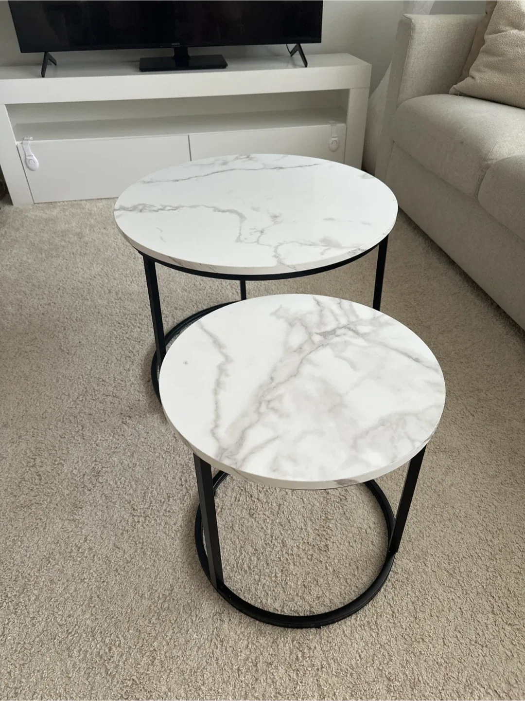 Nesting Coffee Tables - White Marble effect Top image indicator(3)