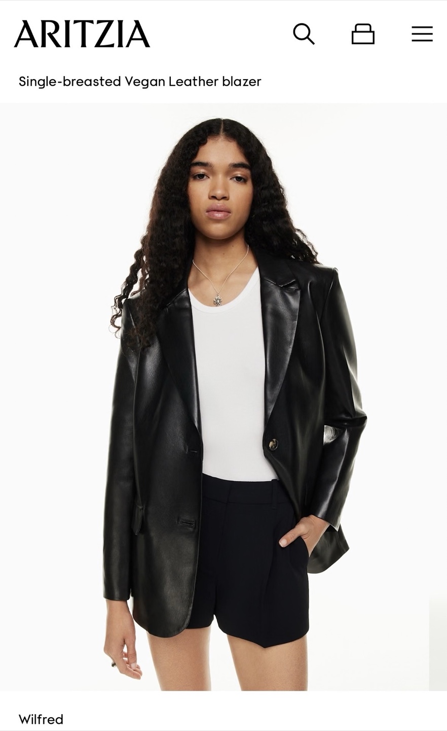Wilfred Aritzia Vegan Leather Blazer - XS