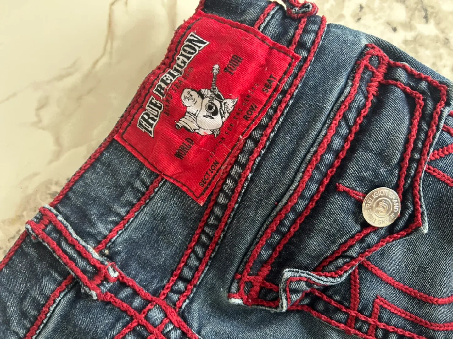 True Religion Jeans, Blue with Red Stitching image indicator(3)